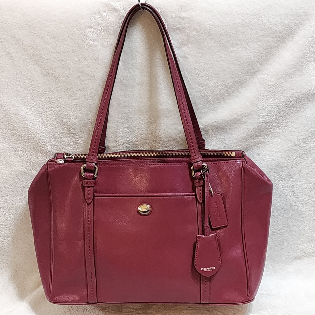 Coach Peyton Leather Double Zip Carryall Shoulder Bag - Like New